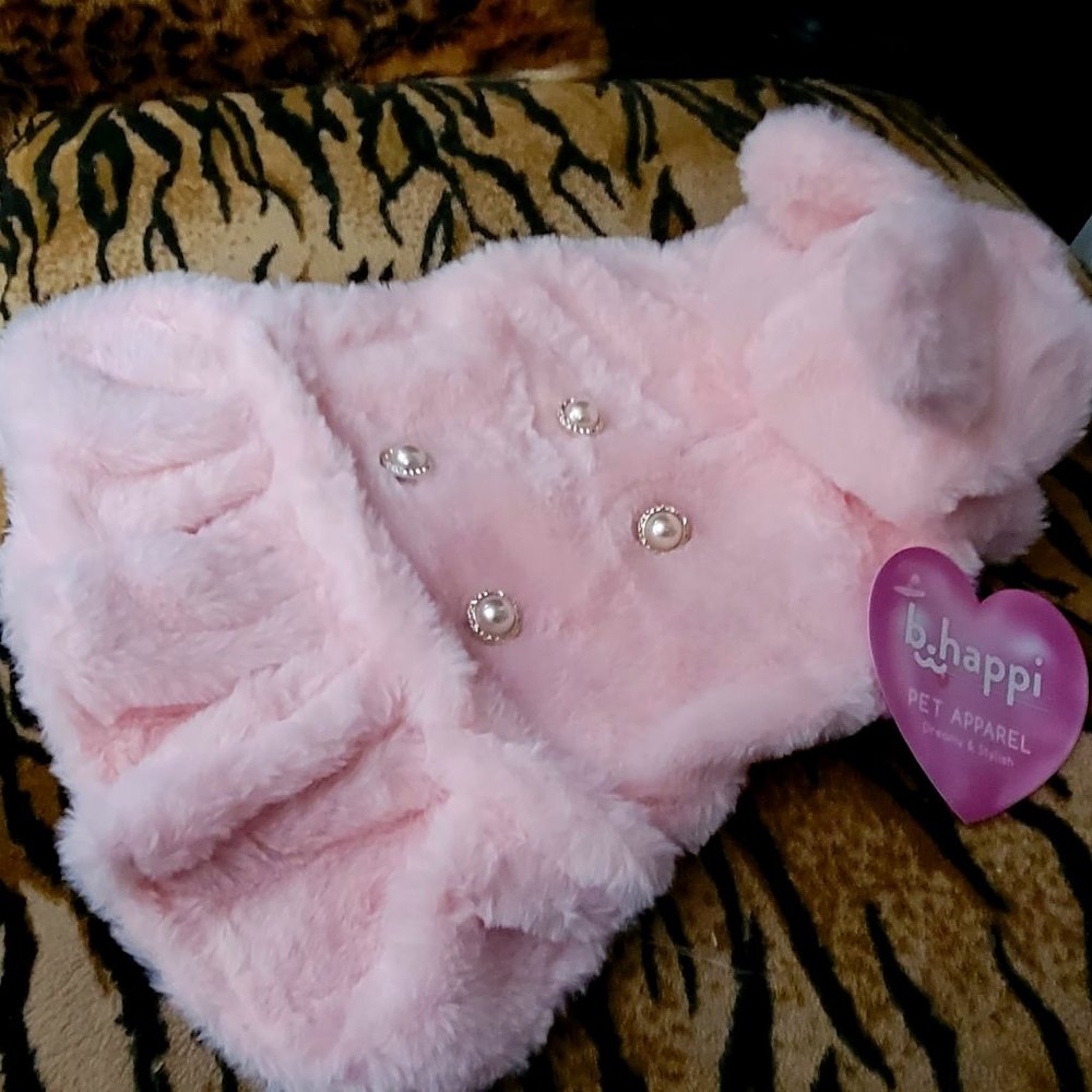 Pet Coat Sweater Dog or Cat Glam Plush Soft w/ Bunny Ears sz.  med
